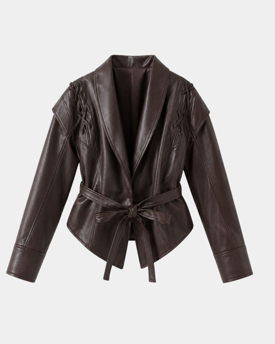 Jolysse | Manteau enveloppant en simili cuir