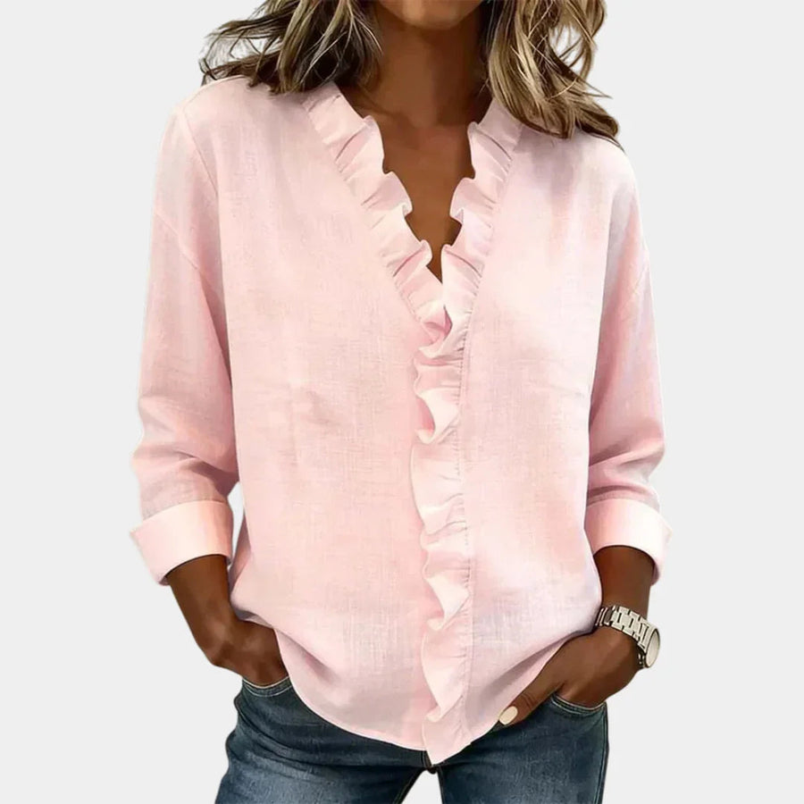 Flavie | Blouse avec décolleté en V et volants délicats