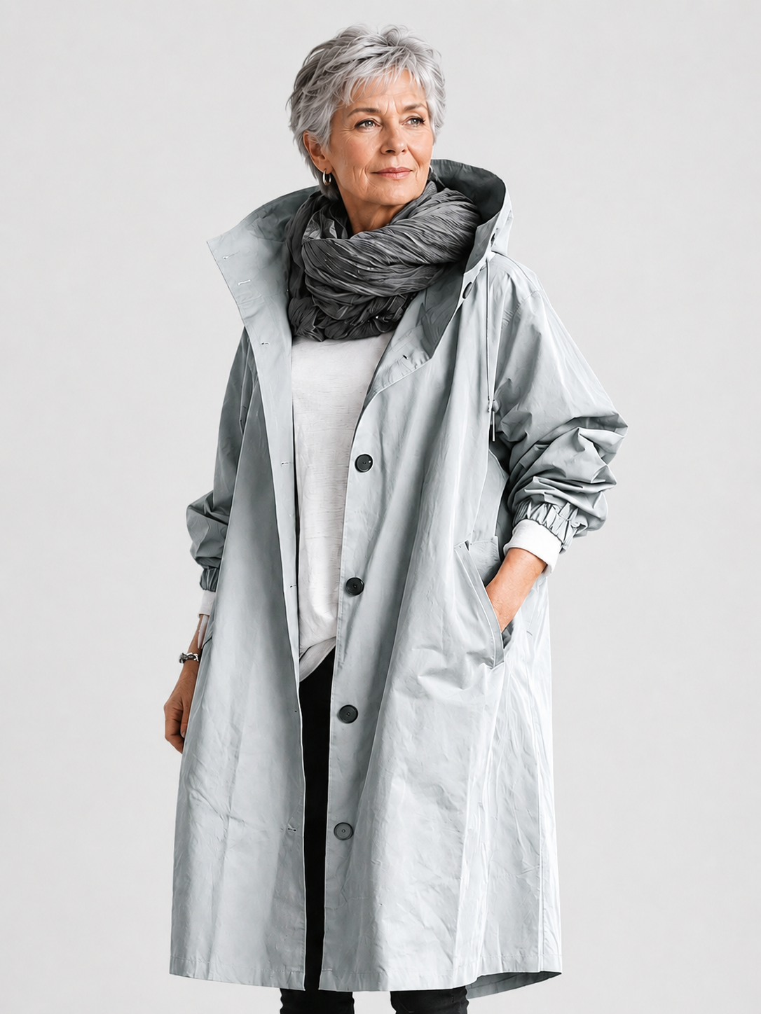 Imperméable femme avec capuche et ceinture – manteau de pluie élégant