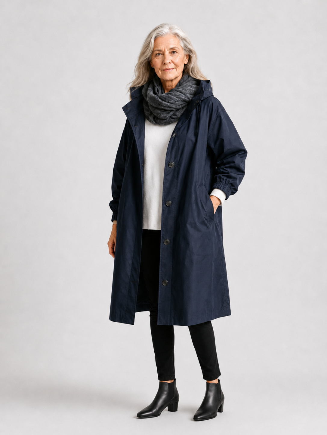 Imperméable femme avec capuche et ceinture – manteau de pluie élégant