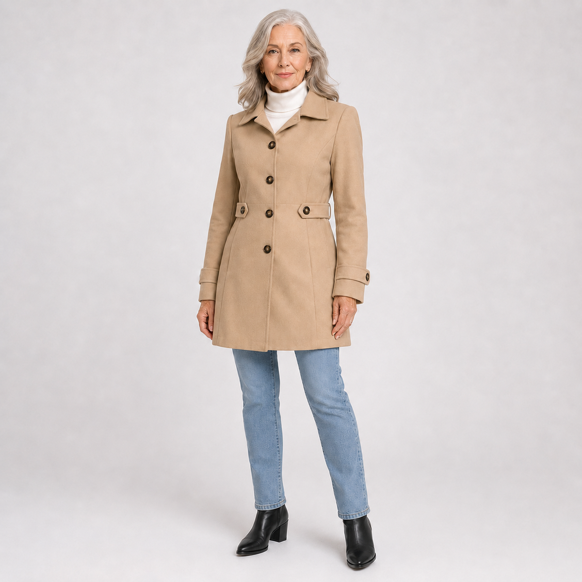 Trench Élégant pour Femme à Ceinture Ajustable