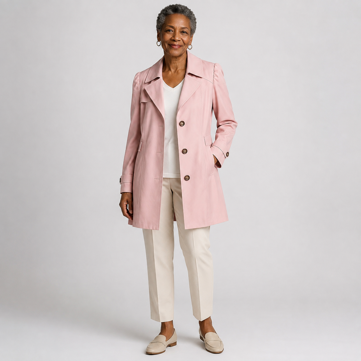 Trench Femme Vintage Coupe Cintrée Élégante Mi-Saison