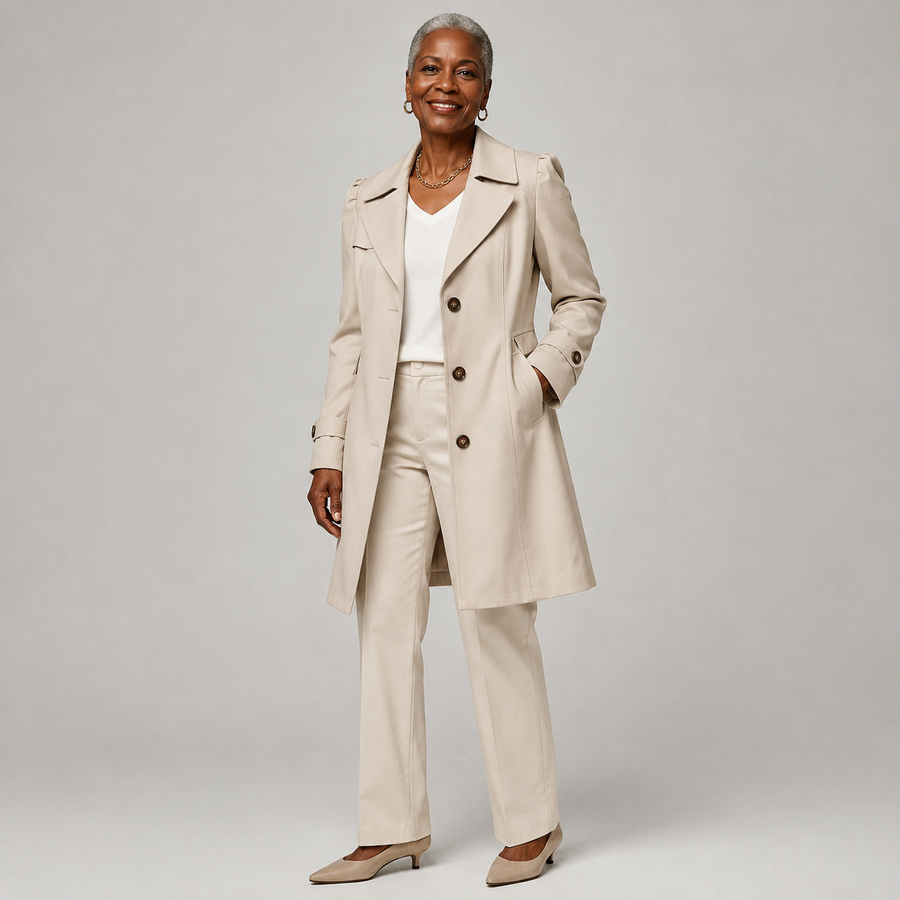 Trench Femme Vintage Coupe Cintrée Élégante Mi-Saison