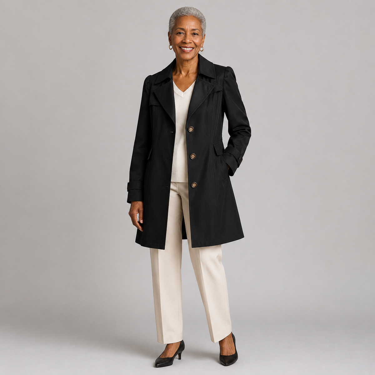 Trench Femme Vintage Coupe Cintrée Élégante Mi-Saison
