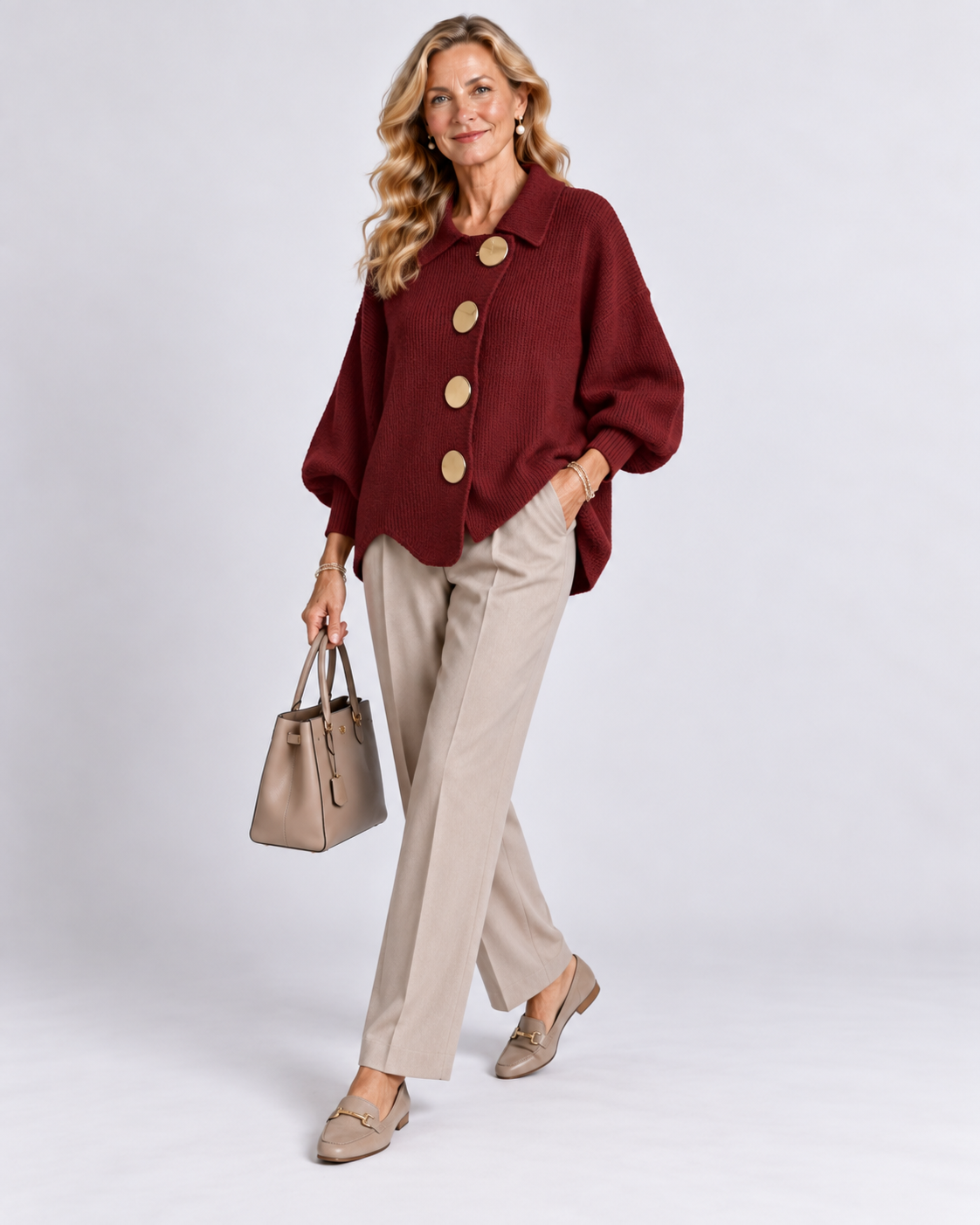 Victoire | Cardigan oversize à gros boutons dorés