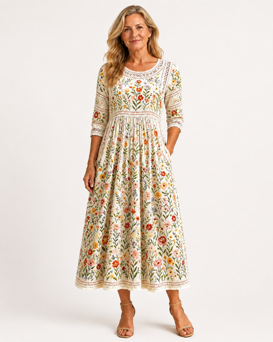 Amélie | Robe midi à imprimé floral