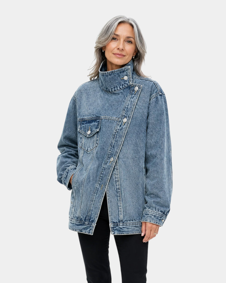 Lucie | Veste vintage délavée à col montant