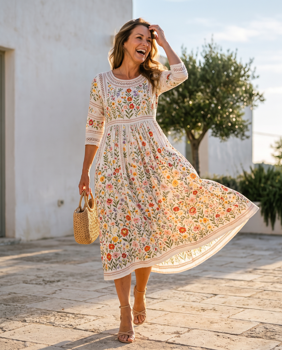 Amélie | Robe midi à imprimé floral