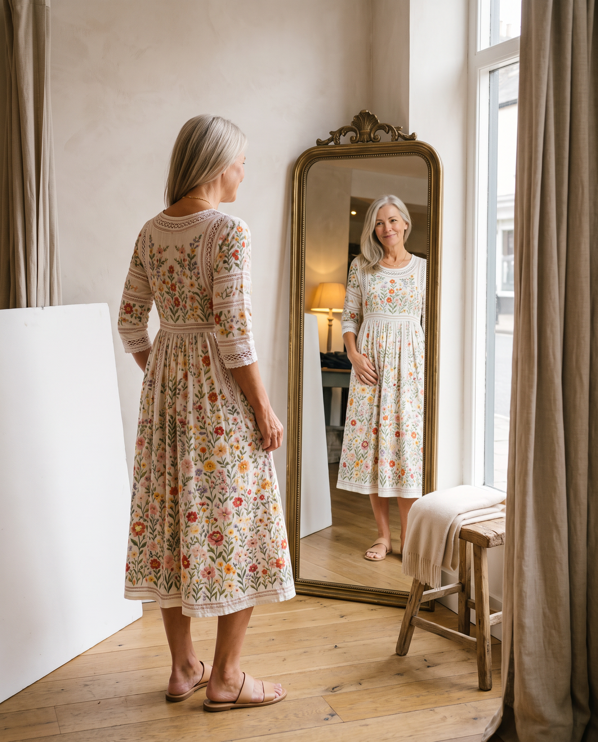 Amélie | Robe midi à imprimé floral